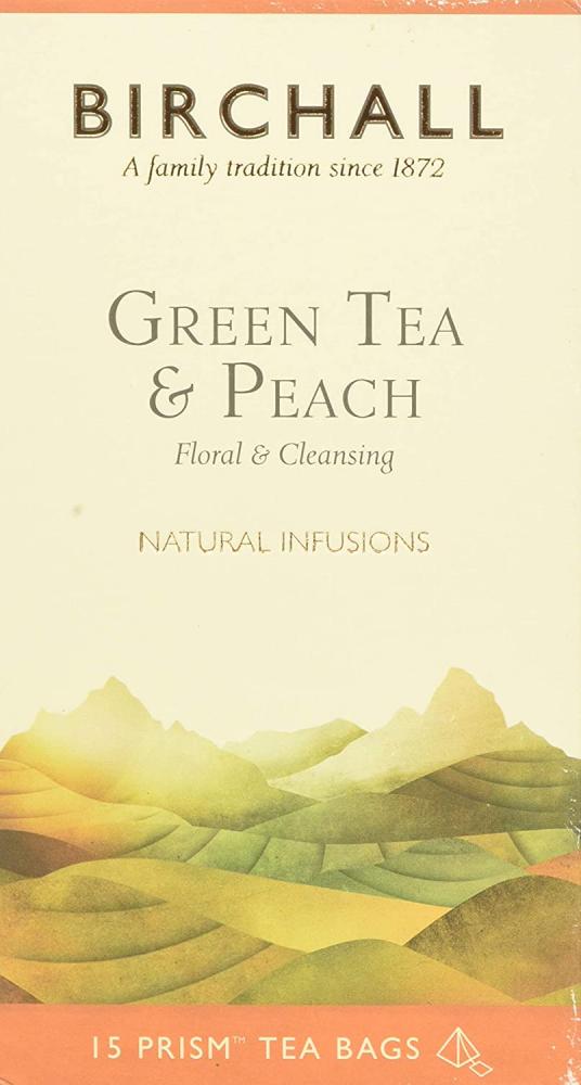 Birchall Green Tea and Peach 15 Prism Tea Bags