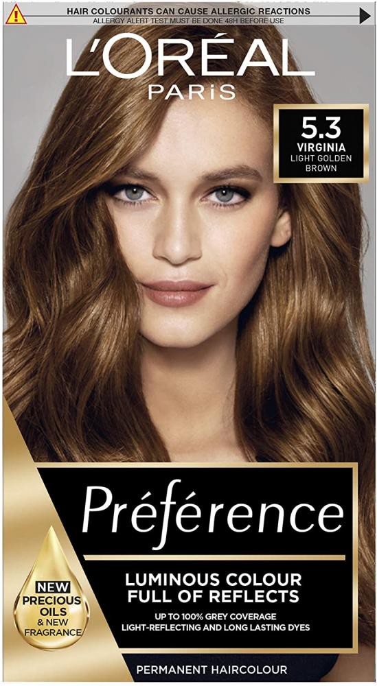 Loreal Paris Preference 5.3 Virginia Light Golden Brown Permanent Hair Dye