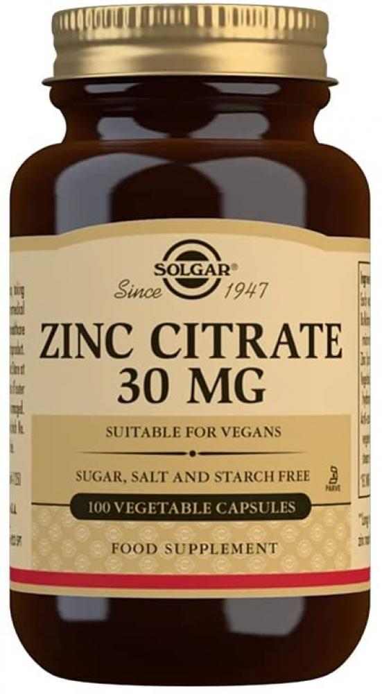 Solgar Zinc Citrate 30 mg Vegetable Capsules Pack of 100