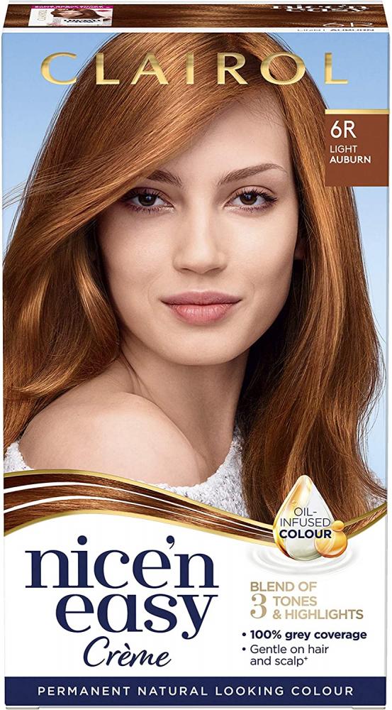 Clairol Nicen Easy Natural Looking Oil Infused Permanent Hair Dye 6R Light Auburn
