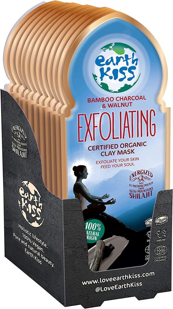 Earth Kiss Exfoliating Organic Clay Mask with Shilajit Bamboo Charcoal ...