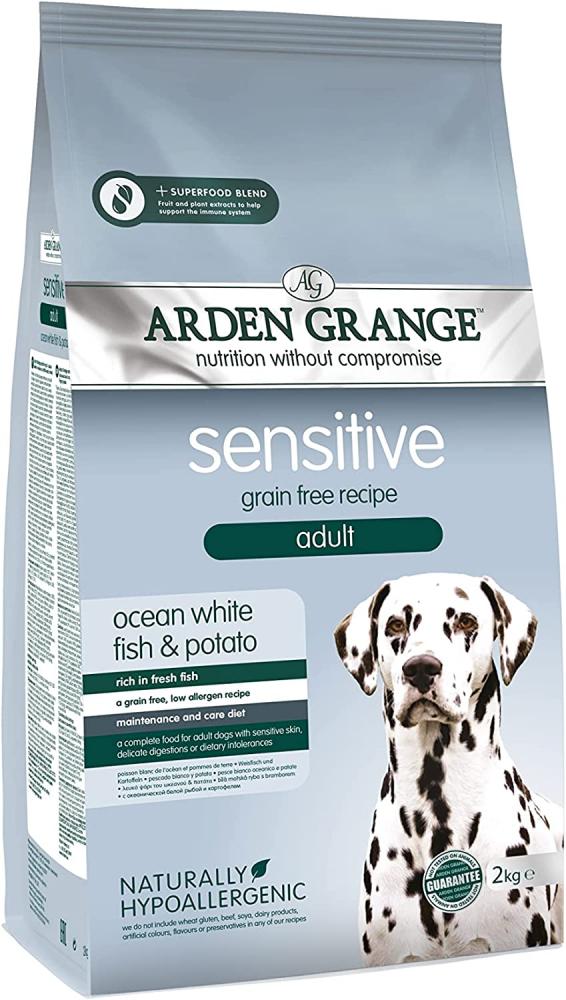 Arden Grange Sensitive Adult Dry Dog Food Grain Free with Fresh Ocean White Fish and Potato 2kg