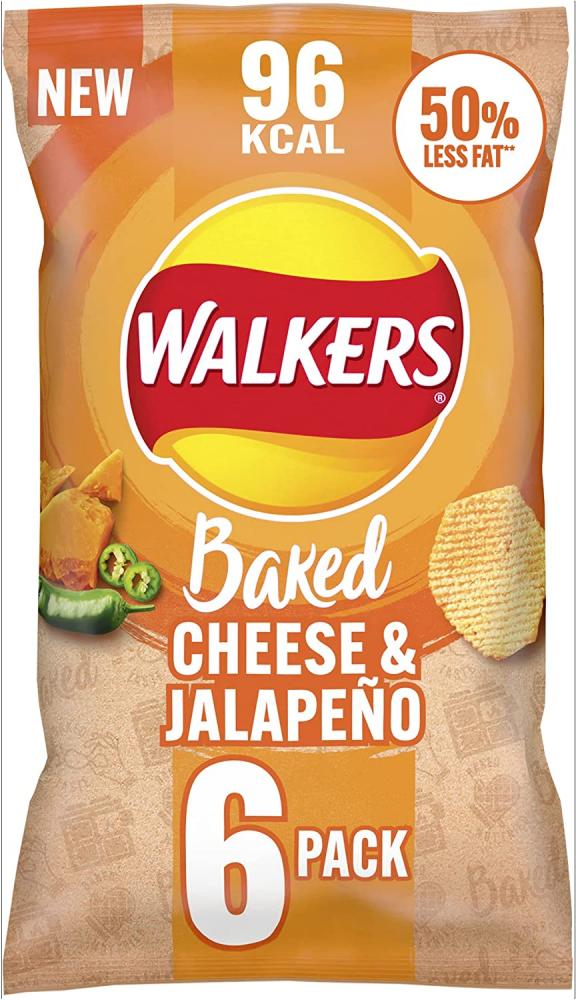 Walkers Baked Cheese And Jalapeno 6x22g