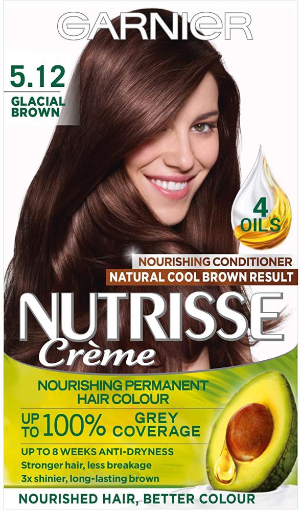 Garnier Nutrisse Brown Hair Dye PermanentUp to 100 Percent Grey Hair  Coveragewith 4 Oils Conditioner  Cool Glacial Brown | Approved Food