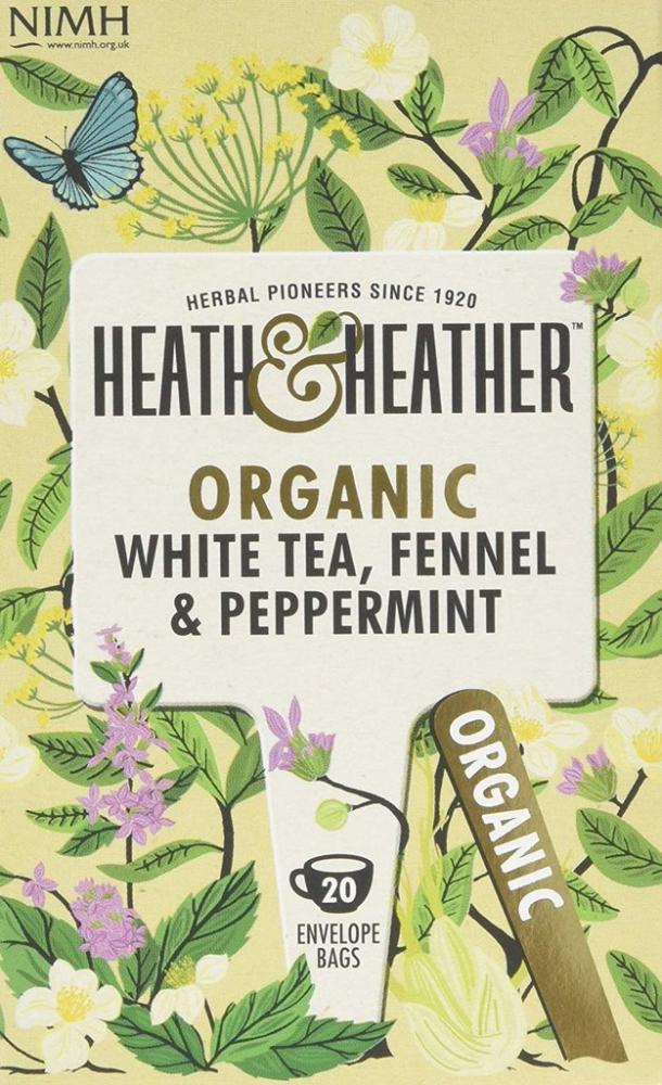 Heath and Heather Organic White Fennel Peppermint Tea Bags 20 Envelope Bags