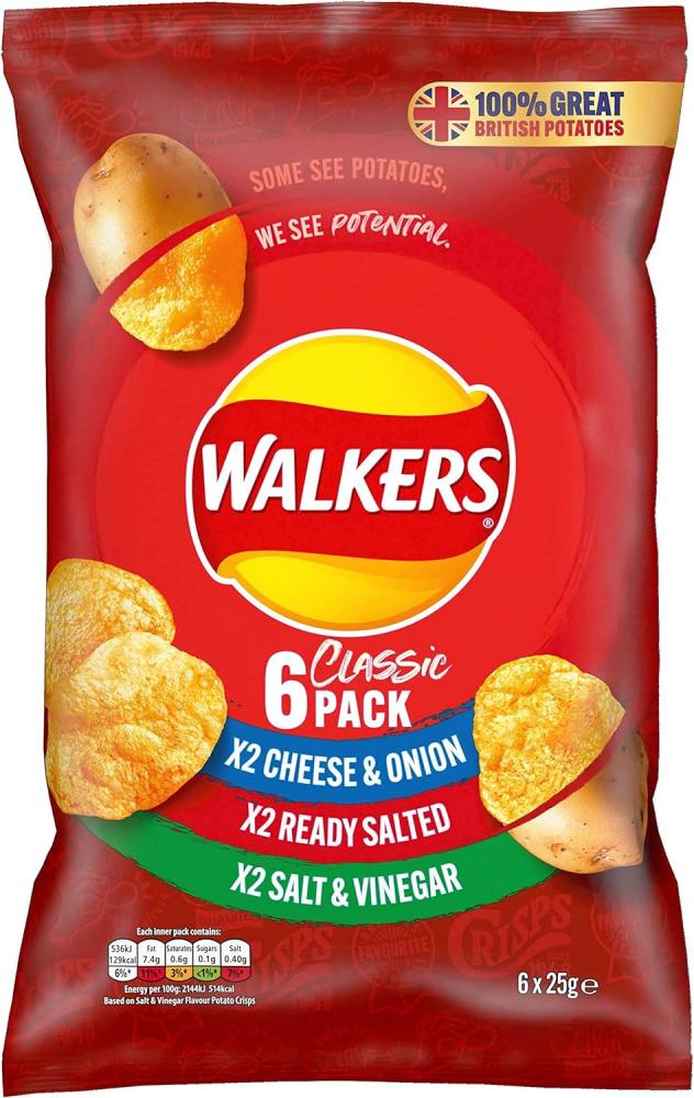 Walkers Classic Variety Crisps 6 x 25g