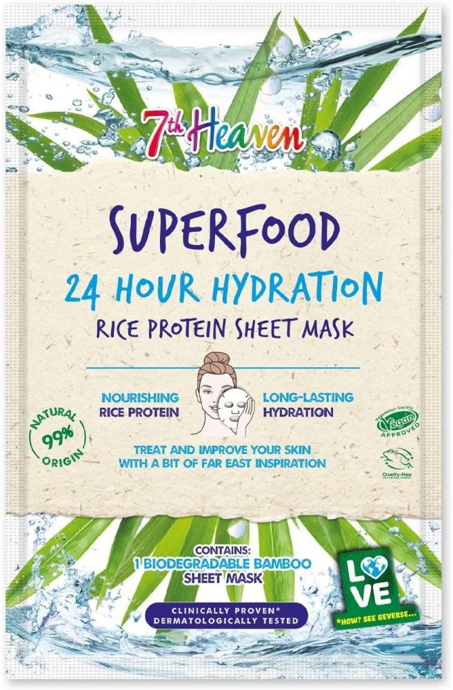 7th Heaven Superfood Intense Hydration Rice Protein Biodegradable Bamboo Sheet Mask