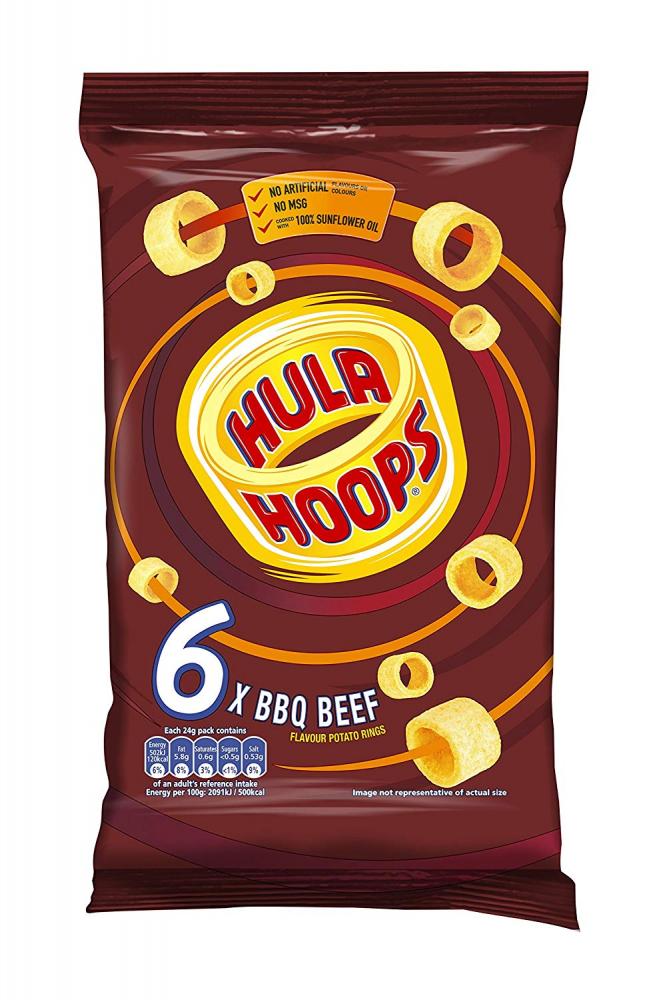 Hula Hoops BBQ Beef Potato Crisps 6x24g | Approved Food