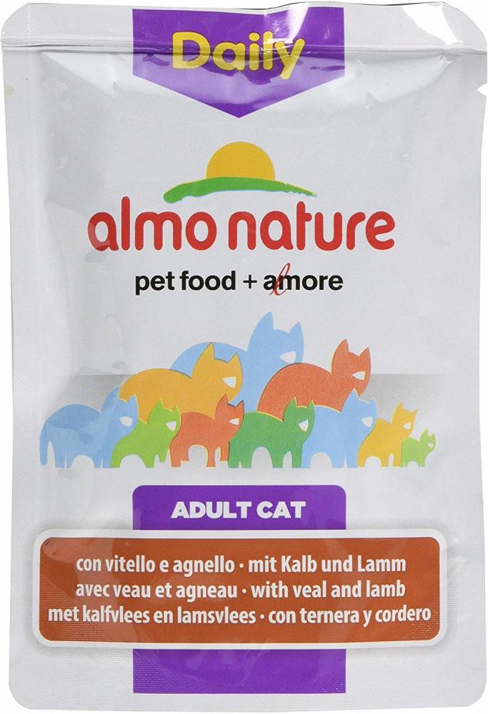 Almo Nature Daily Adult Cat Complete Wet Food With Veal And Lamb 70g