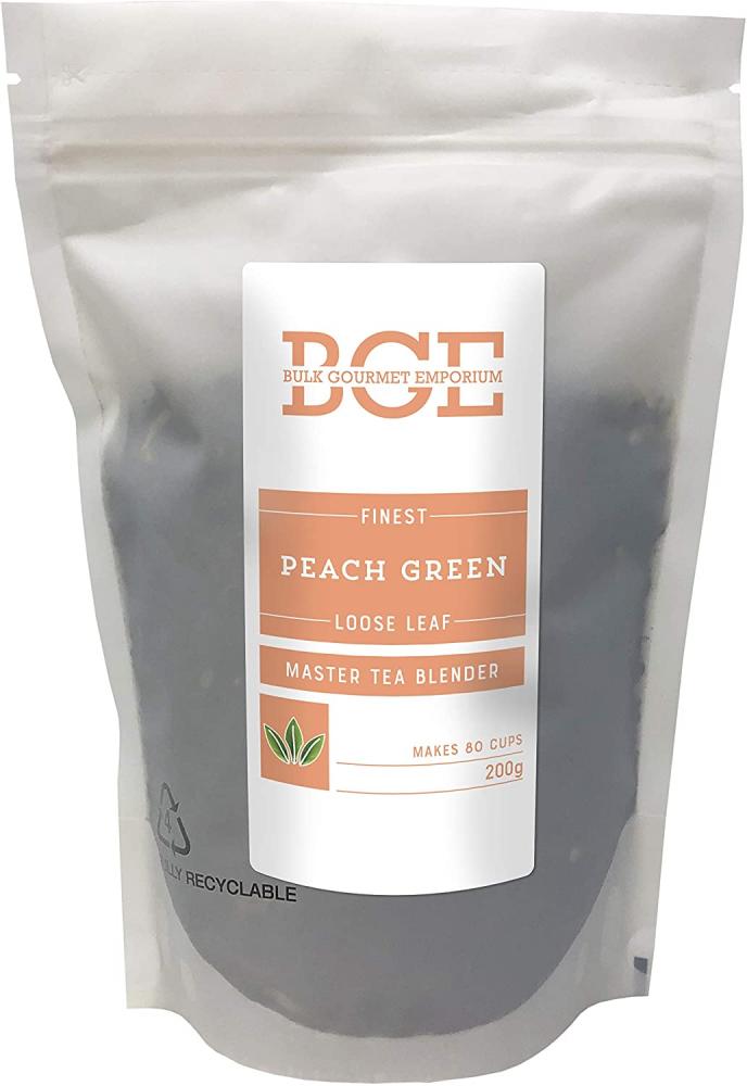 Bulk Gourmet Emporium Finest Peach Green Leaf Tea Loose Leaf 200g