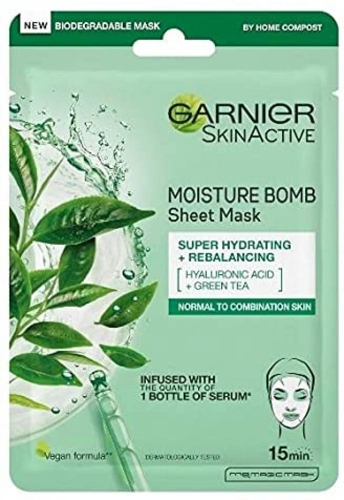 Garnier Moisture Bomb Green Tea and Hyaluronic Acid Sheet Mask 28g