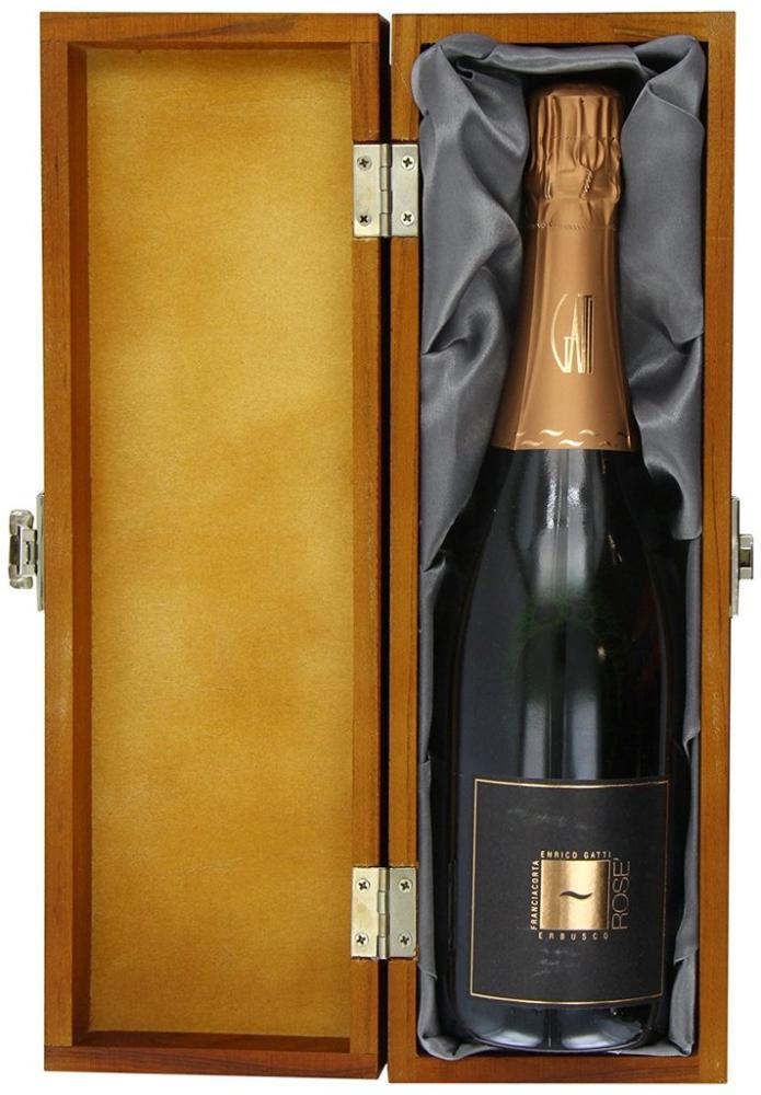 Enrico Gatti Franciacorta Brut Rose DOCG Sparkling Wine in Luxury Hinged Wooden Box Non Vintage 75 cl