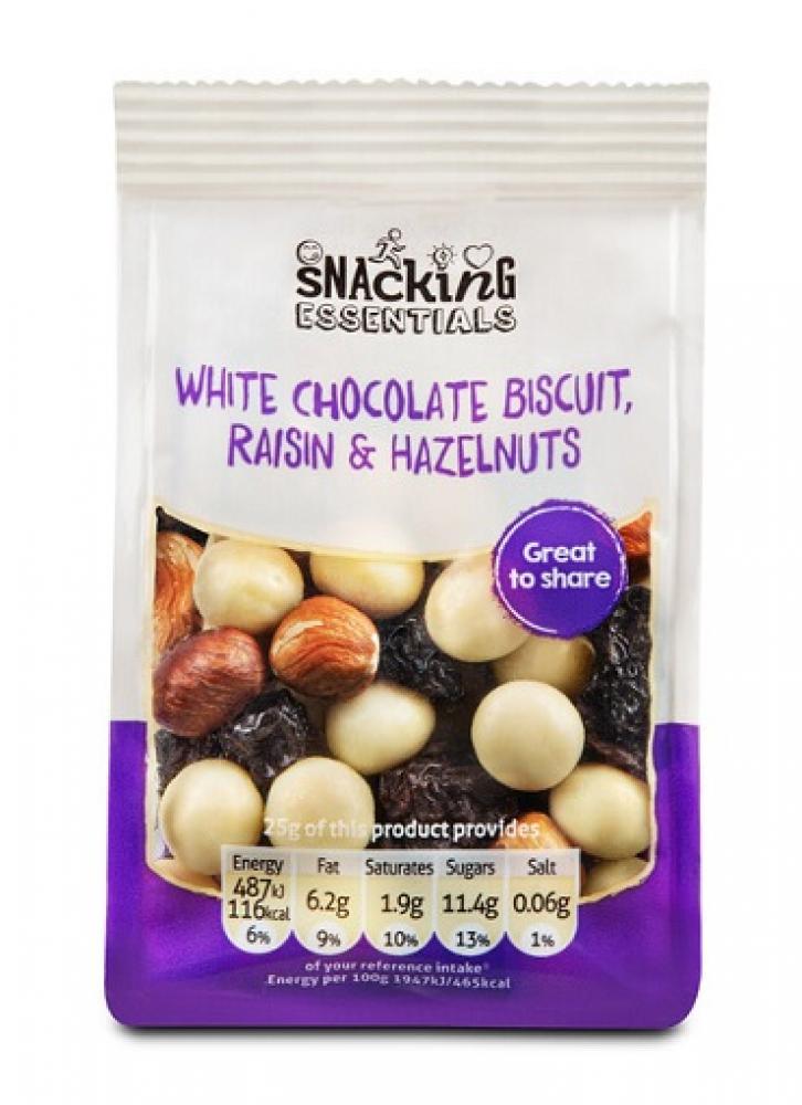 SALE  Snacking Essentials White Chocolate Biscuit Raisin and Hazelnuts 110g