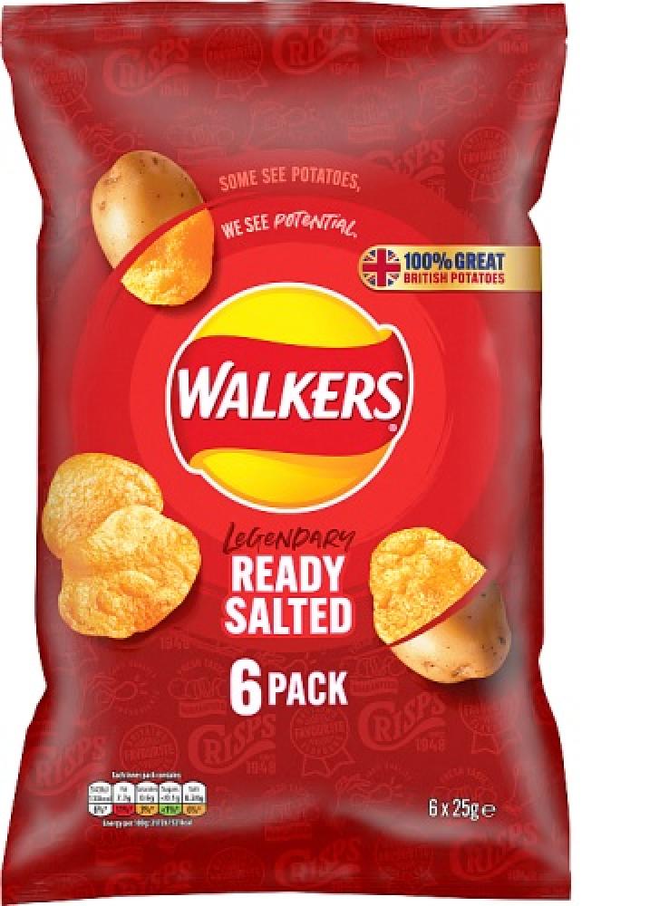 Walkers Ready Salted Crisps 6 x 25g