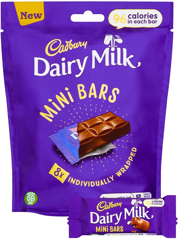 Cadbury Dairy Milk Chocolate Mini Bars Individually Wrapped 144 G 2AC