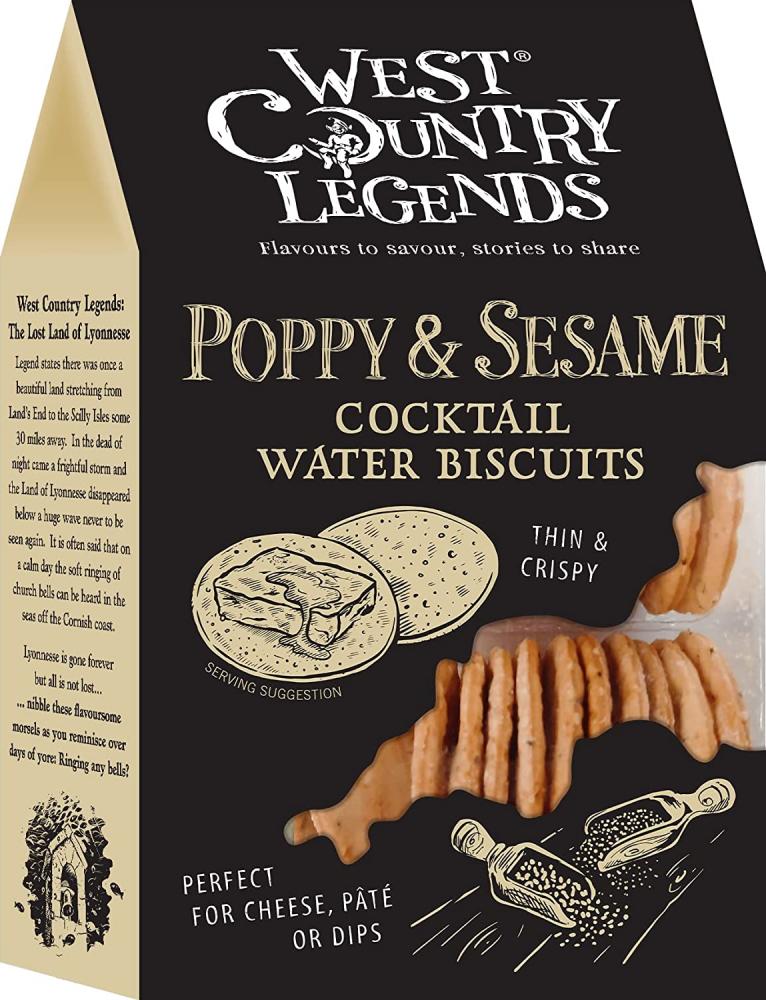 SALE  West Country Legends Poppy and Sesame Cocktail Water Biscuits 100g