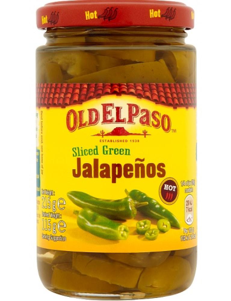 Old El Paso Sliced Green Jalapenos Hot 215g