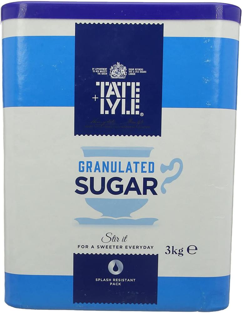 Tate and Lyle Fairtrade Granulated Pure Cane Sugar Drum with Handle 3kg Damaged Box