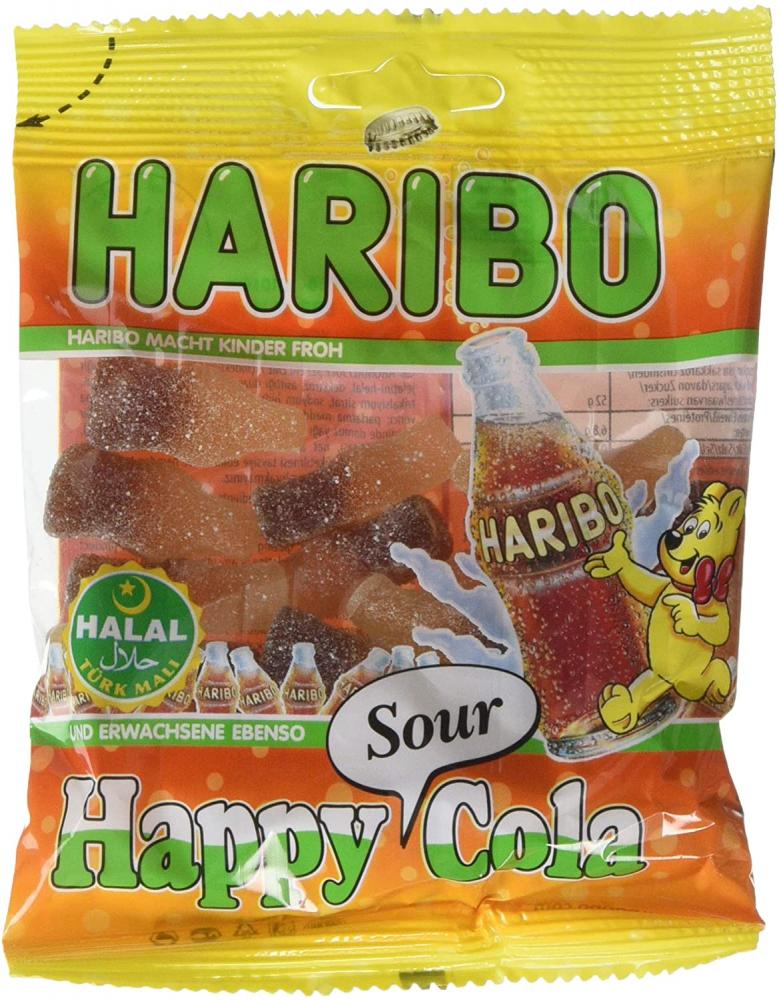 Haribo Halal Sweets Sour Cola Bottles 100g