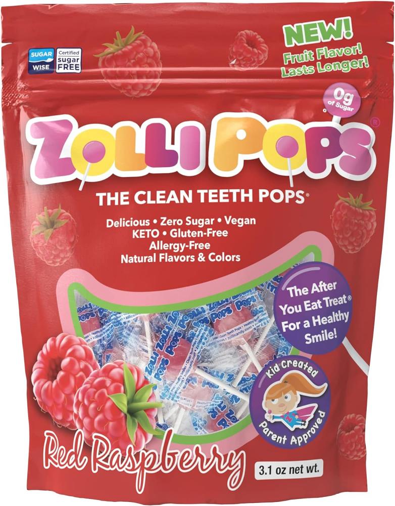 Zolli Pops Clean Teeth Lollipops Raspberry