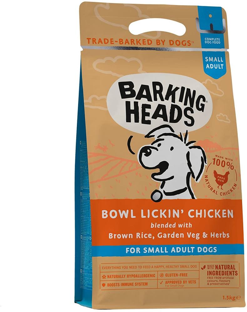 Barking Heads Dry Dog Food for Small Breeds Bowl Lickin Chicken 1.5kg