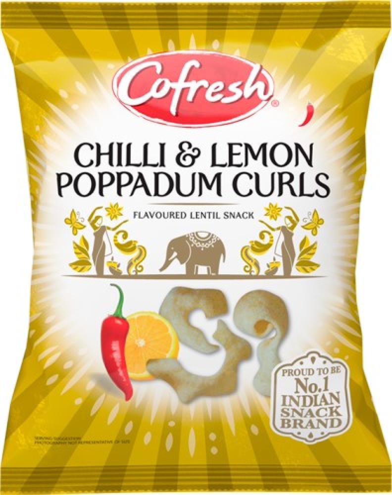 Cofresh Chilli and Lemon Poppadum Curls Flavoured Lentil Snack 80g