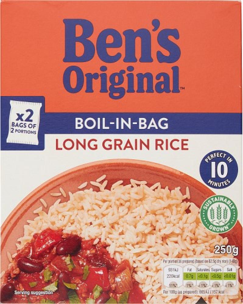 Bens Original Boil In Bag Long Grain Rice 250g