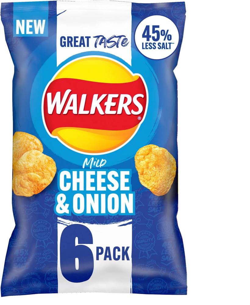 Walkers Less Salt Mild Cheese and Onion 6 x 25g