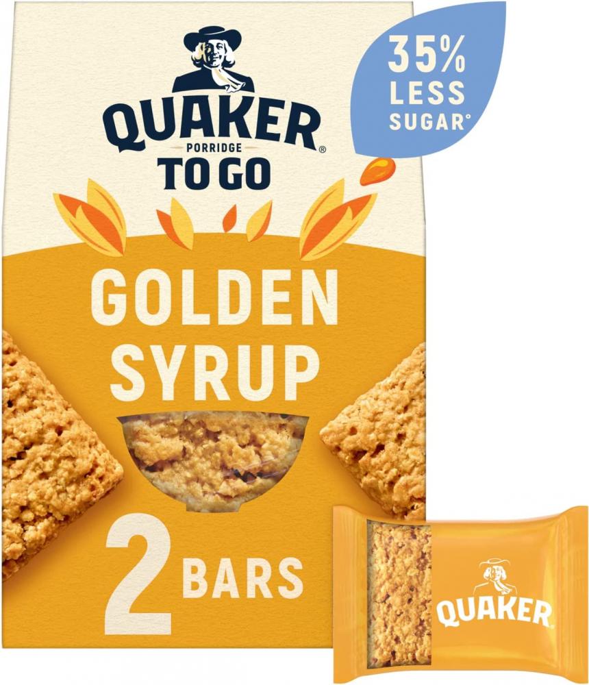 Quaker Porridge To Go Breakfast Bar Golden Syrup 2 Bars