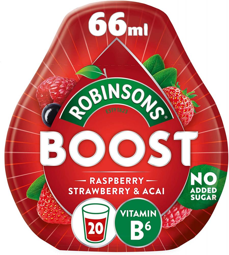 Robinsons Boost Benefit Drops Raspberry Strawberry and Acai with Vitamin B6 66ml
