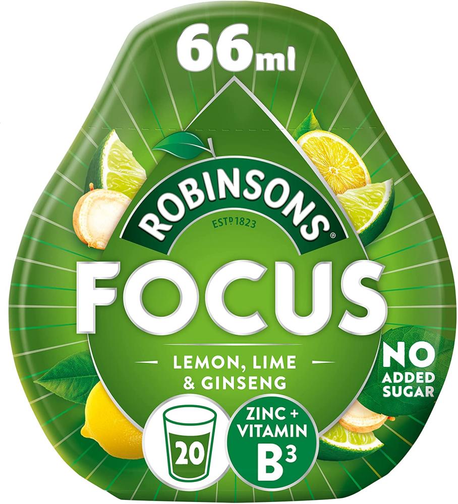 Robinsons Focus Lemon Lime And Ginseng 66ml