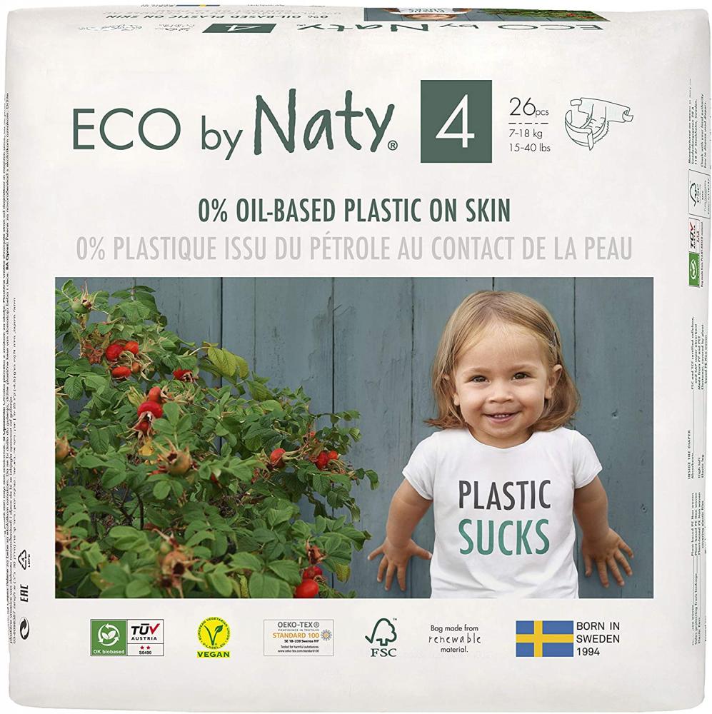 ECO by Naty Size 4 7-18kg Plant Based Premium Ecological Nappies 26 nappies
